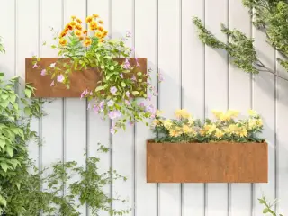 Væghængte plantekasser 2 stk. 53x10x17 cm cortenstål rustfarvet