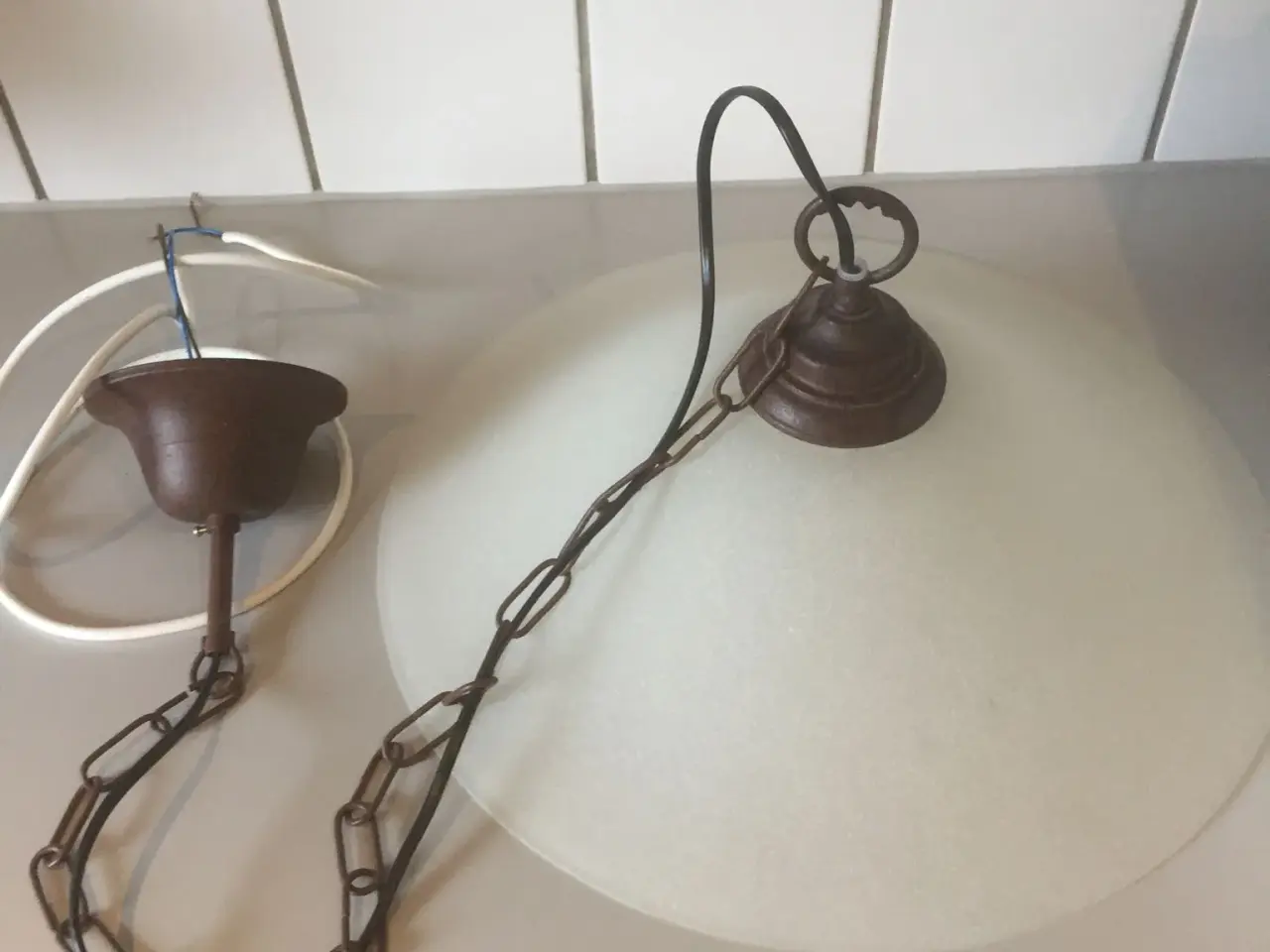 Billede 1 - Frossen glas Loftlampe