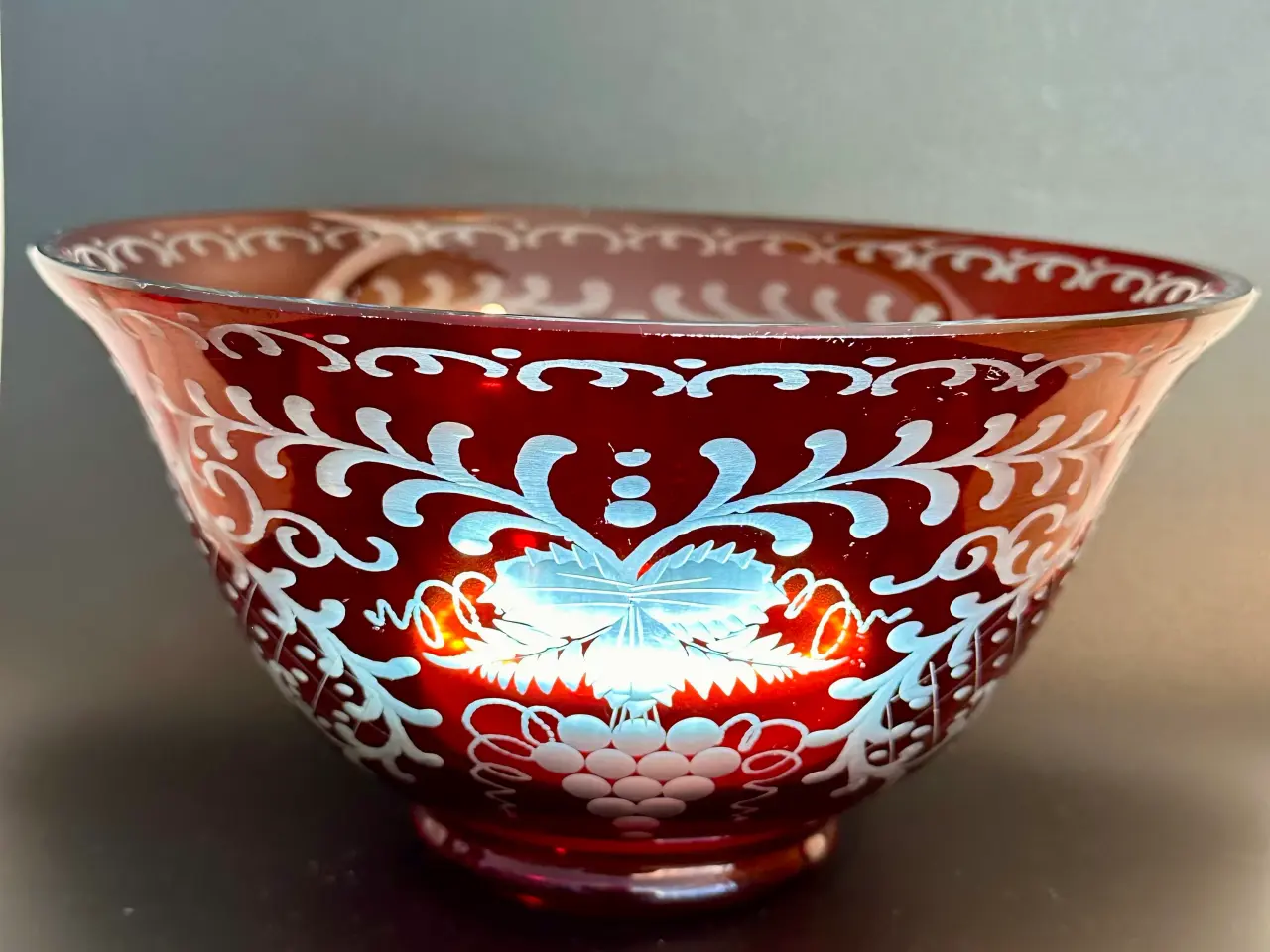 Billede 7 - Vintage genstande af bøhmisk vinrød glas sælges