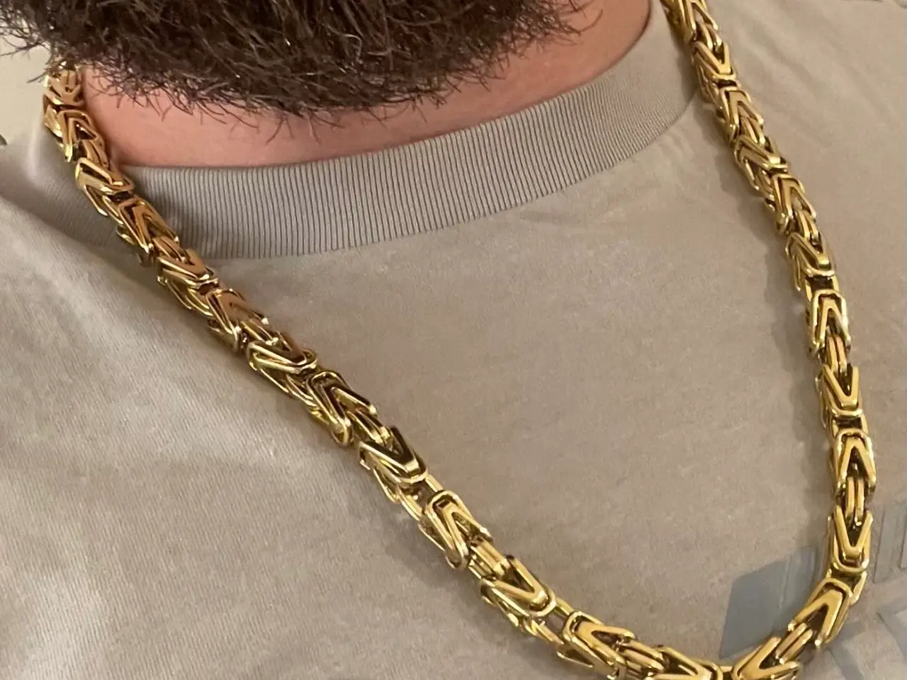 Billede 1 - 8mm 14kt goldfilled firkantet kongekæde