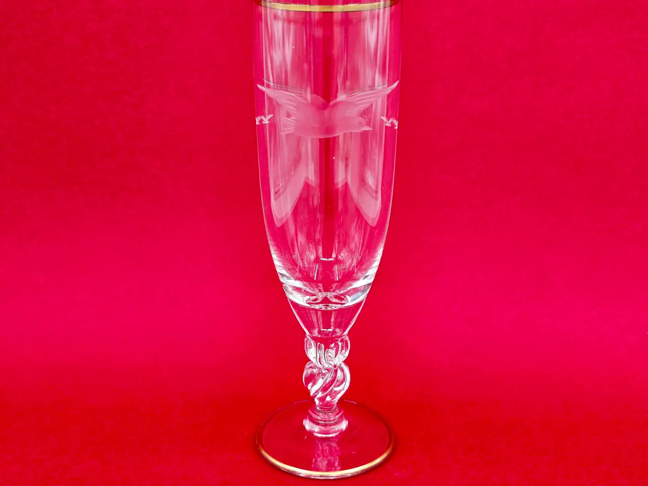 Billede 1 - Mågeglas Champagne Fløjte Med Guldkant