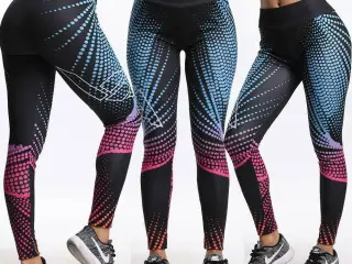 Leggins.M.3D-print/Høj talje/Stør:Large og medium