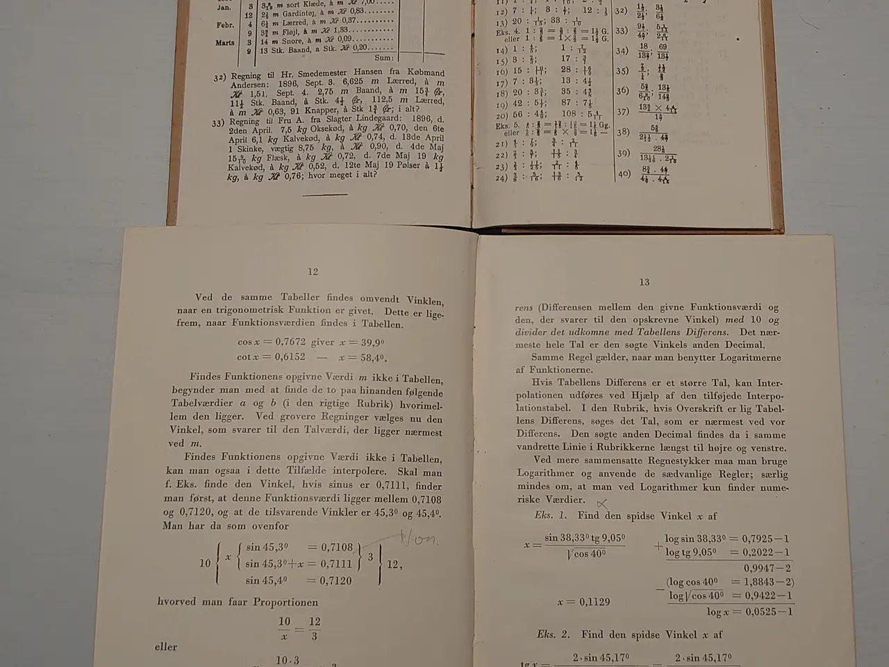 Billede 4 - 2 stk skolebøger:Trigonometri,Meter-systemet.1929