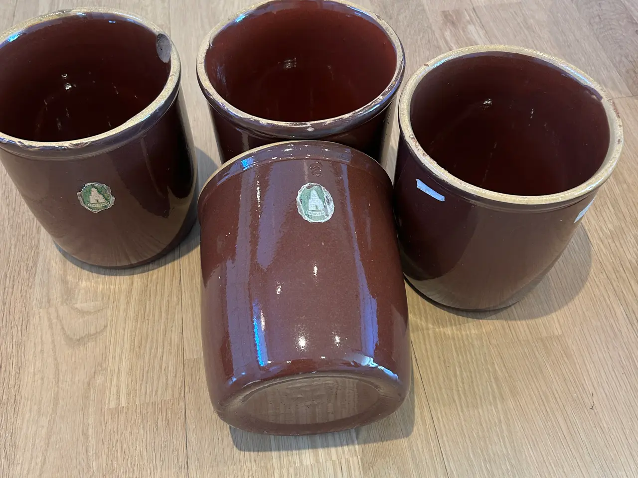 Billede 2 - 9 stk Knabstrup brune syltekrukker, RETRO