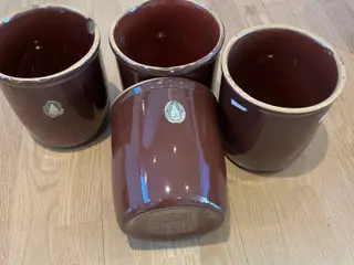 9 stk Knabstrup brune syltekrukker, RETRO