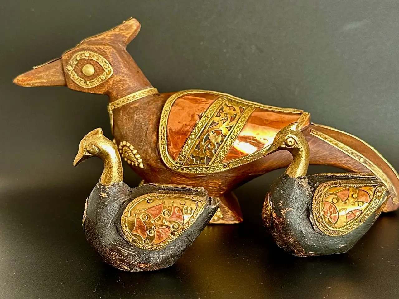 Billede 1 - Vintage håndlavede af træ andefigurer. 