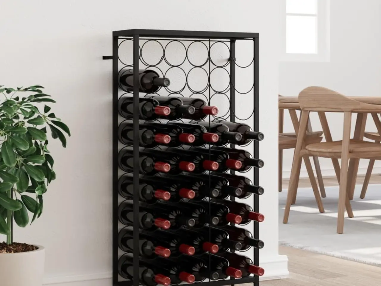 Billede 1 - Vinreol til 45 flasker - sort, 54 x 18 x 100 cm