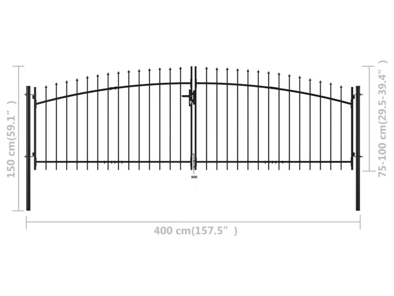 Billede 5 - Dobbeltdørs hegnslåge Woerden med spydtop - 400 x 149,5 cm