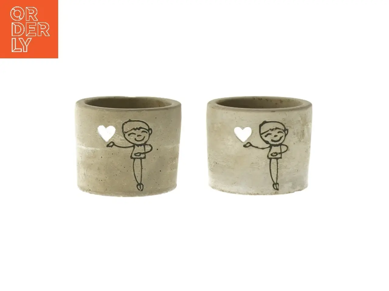 Billede 1 - Beton fyrfadslys holdere med hjerte design (str. Ø 7,5x6 cm)