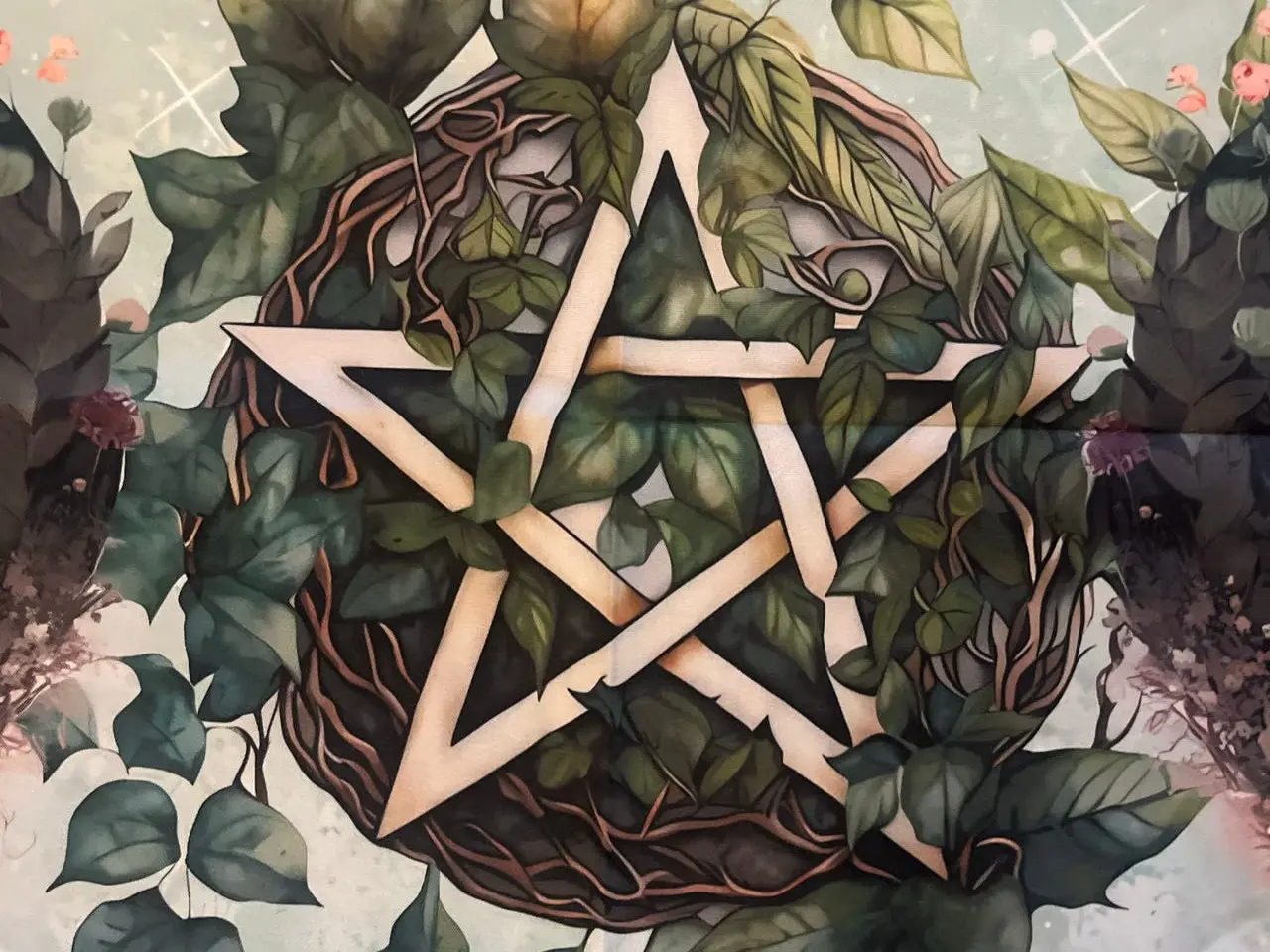 Billede 2 - Dug 50x50cm tekstil med måne- og stjernemønster (tarot dug)