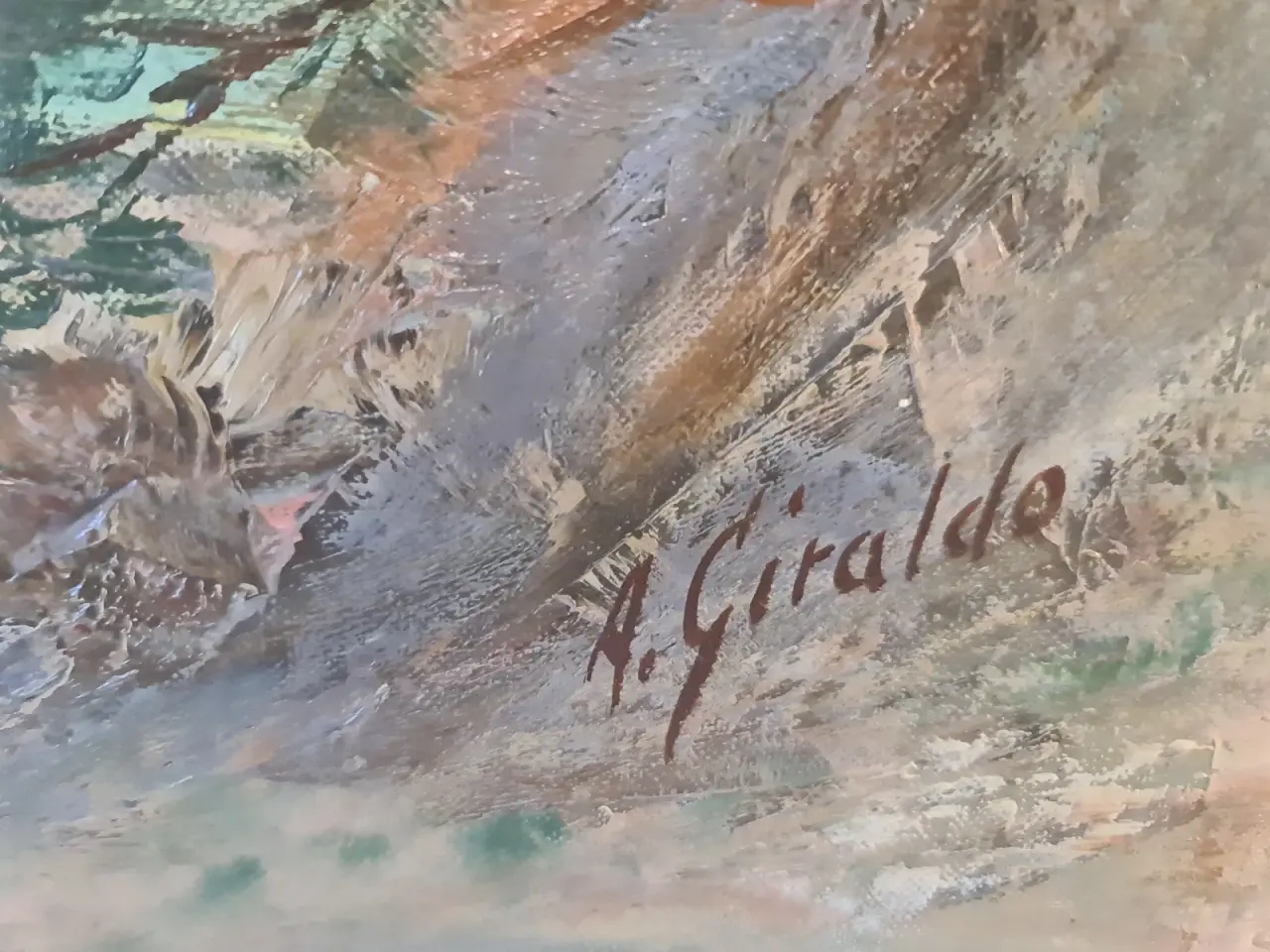 Billede 2 - Stort oliemaleri af A. Giraldo / Niels Walseth