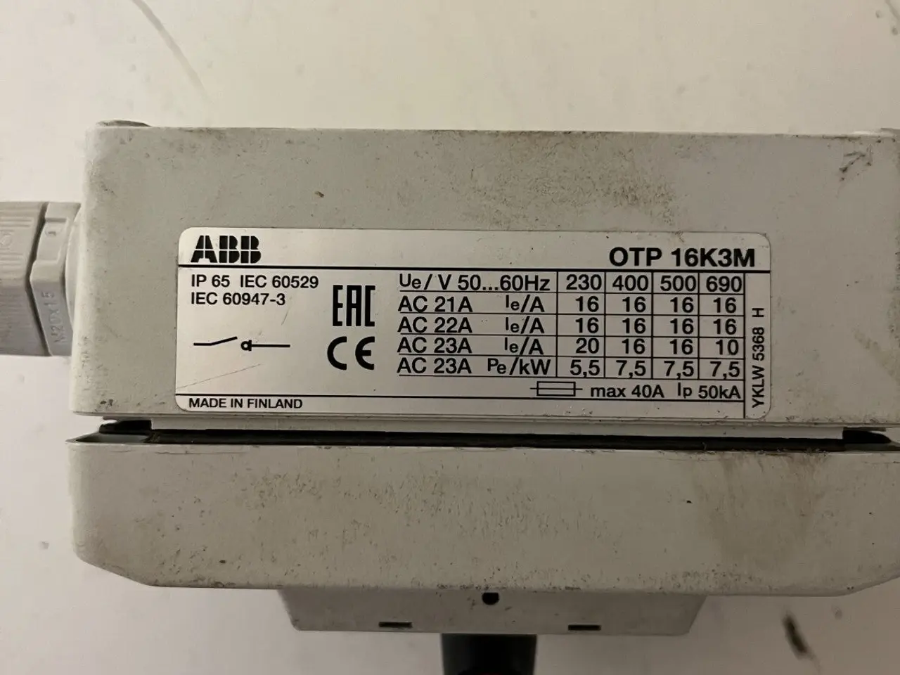 Billede 3 - ABB OTP-16K3M Motor Protection kontakt, IP65 - ,