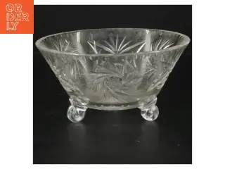 Glas skål med mønster og ben (str. Ø 17,5 cm)