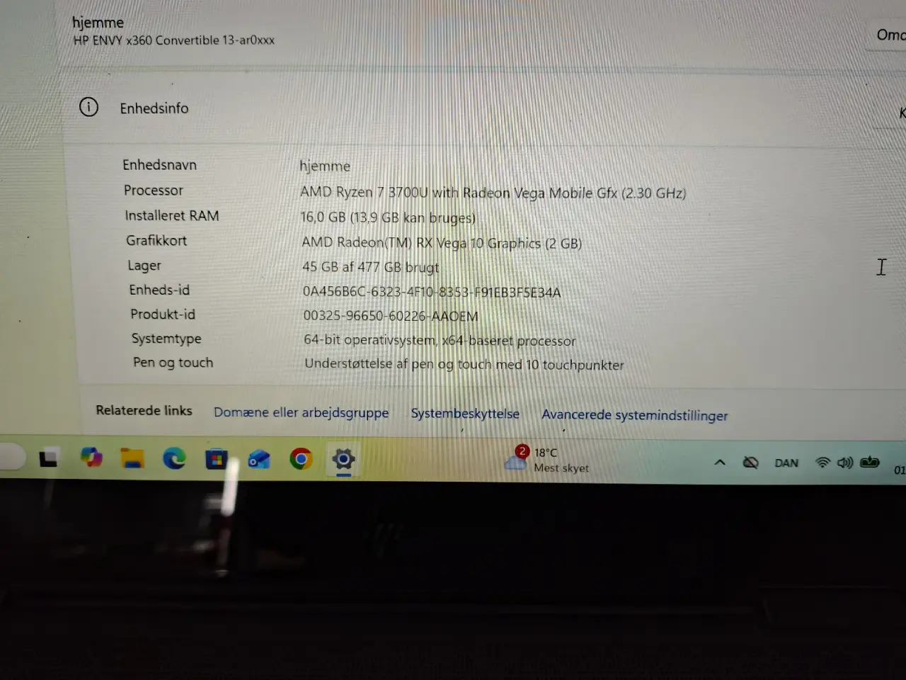 Billede 3 - Hp envy x360 convertible Ryzen 7 13"