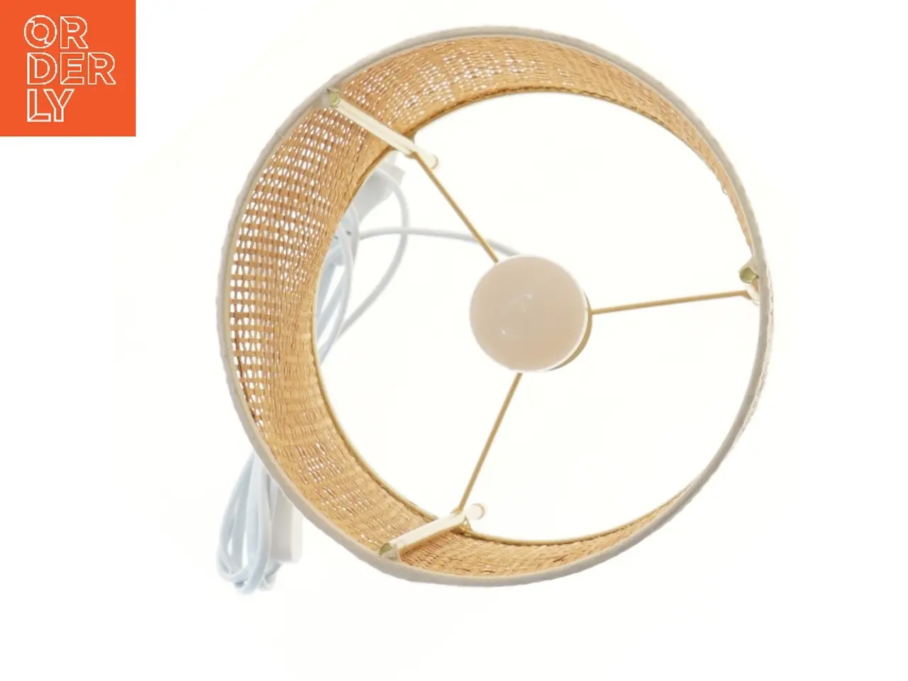 Billede 2 - Cylindrisk bordlampe med fletskærm (str. 31x19 cm)