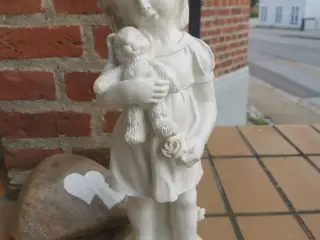 Lille Pige med en Bamse Statue Figur