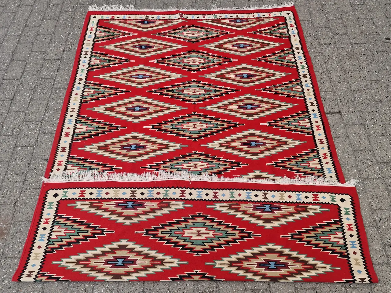Billede 6 - Flot stort farverigt kelim tæppe.