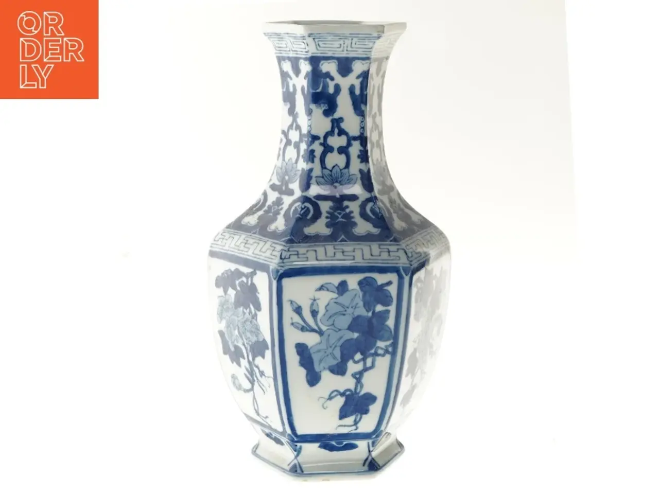 Billede 1 - Blå og hvid porcelænsvase (str. 35 cm)