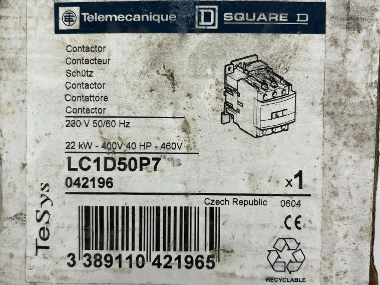 Billede 4 - Telemecanique LC1D50P7 kontaktor Square D 50A 230V