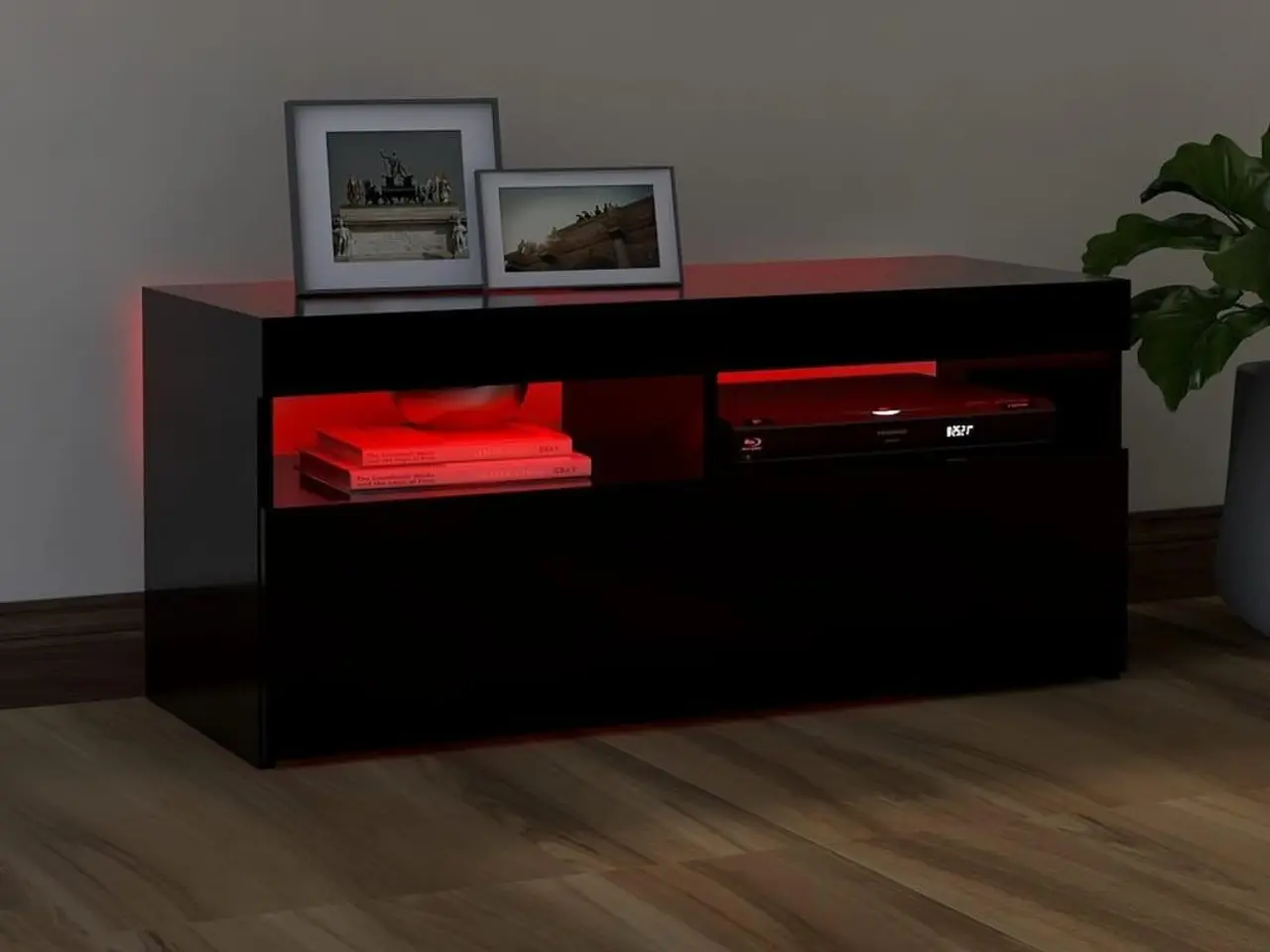 Billede 5 - Tv-bord med LED-lys - 90 × 35 × 40 cm, sort