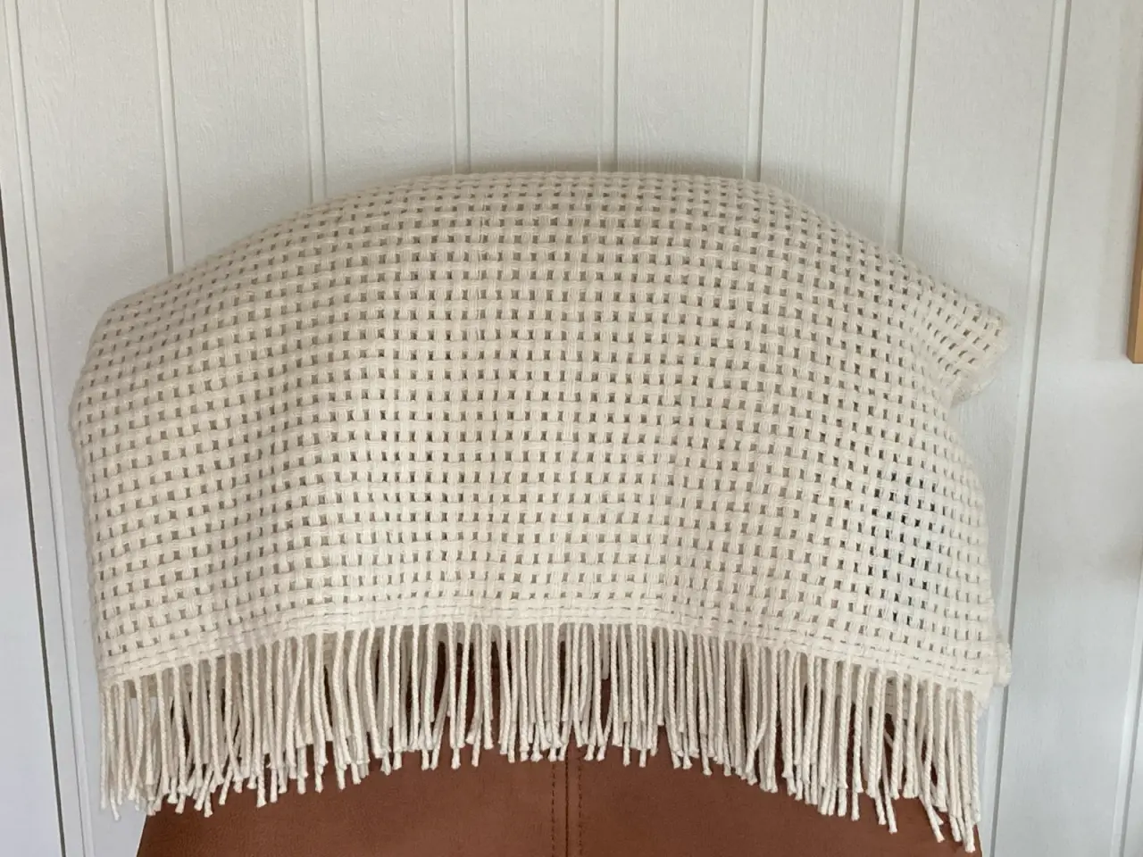 Billede 6 - Råhvid plaid i alpaca uld