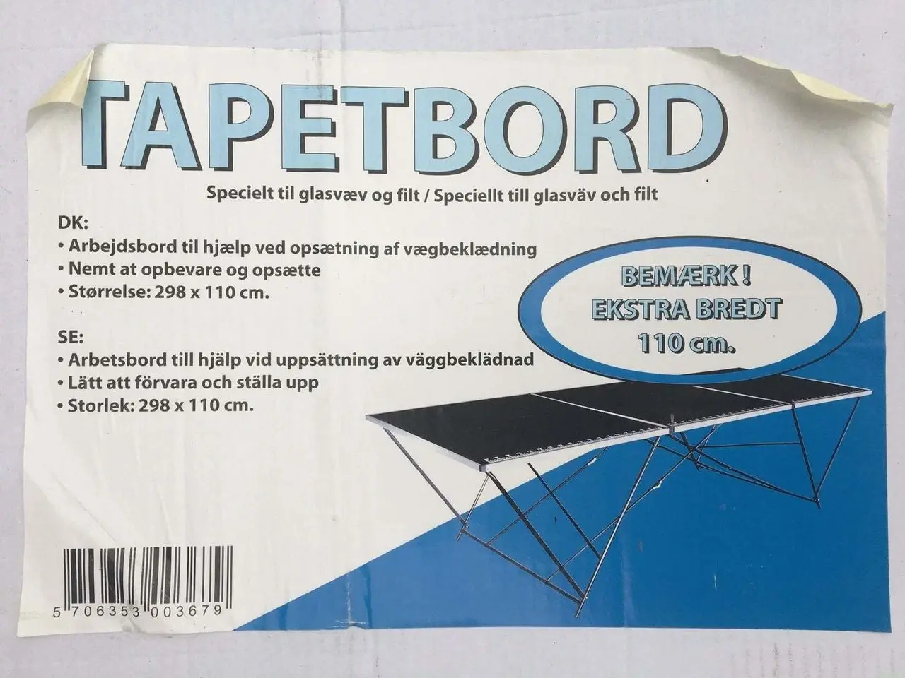 Billede 3 - Tapetbord/Tapetmaskine/Tapetafdamper KUN UDLEJNING