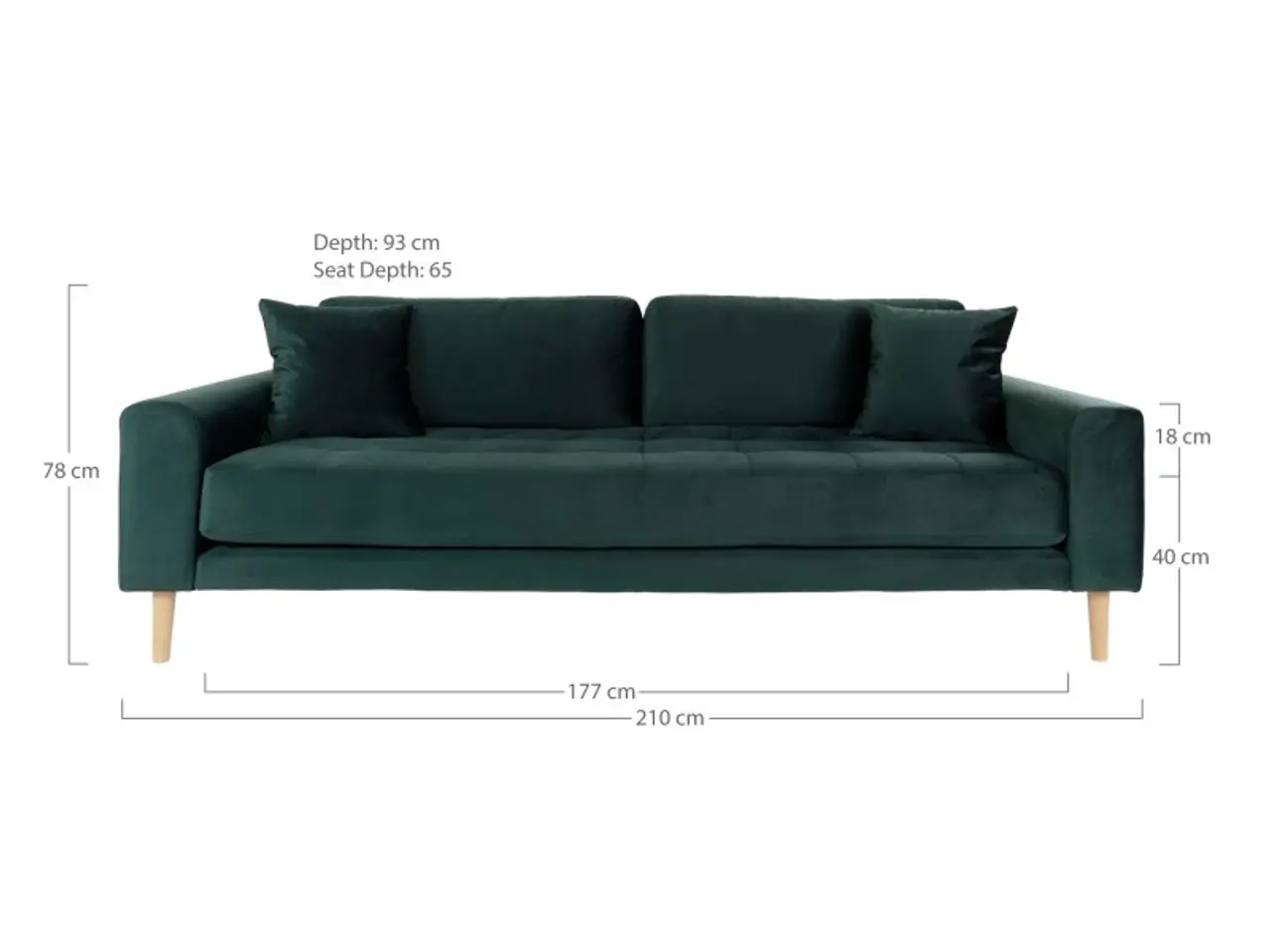 Billede 4 - Lido 3 Personers Sofa - Sofa i mørkegrønt velour