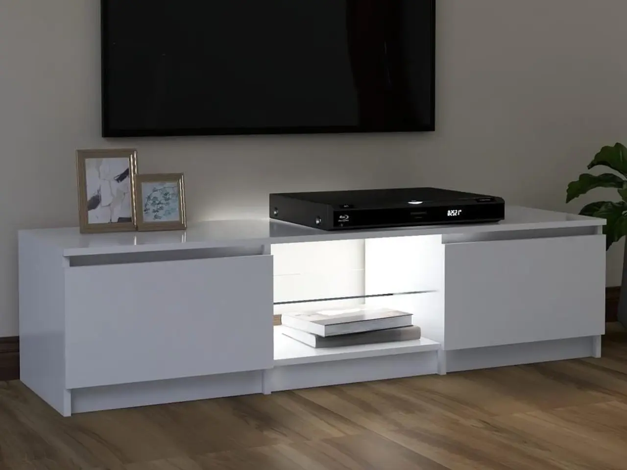 Billede 5 - Tv-skab med LED-lys 140x40x36 cm hvid