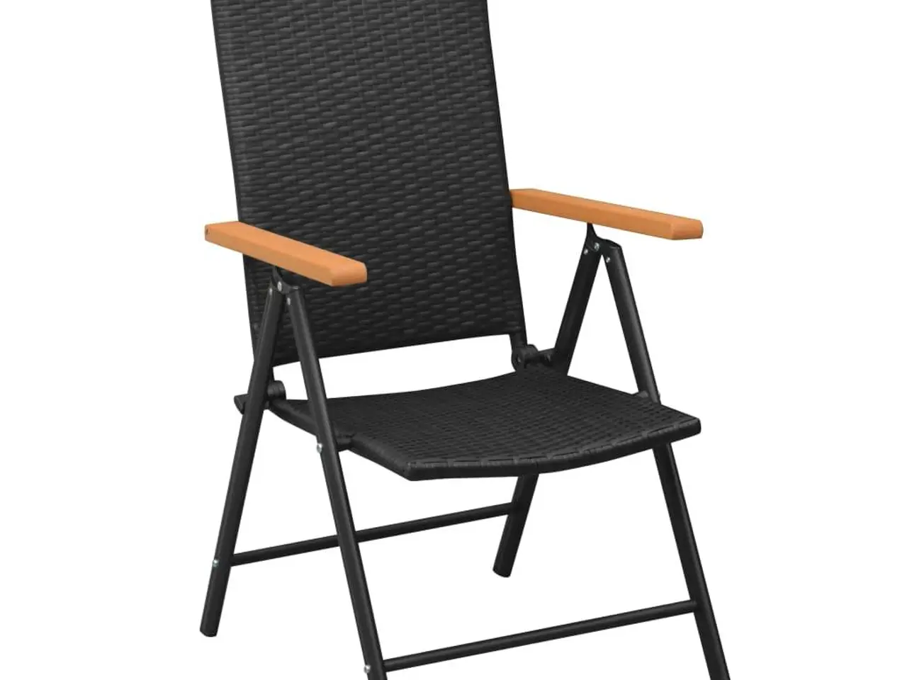 Billede 2 - Stabelbare havestole 2 stk. i sort polyrattan - foldbare med 7 positioner