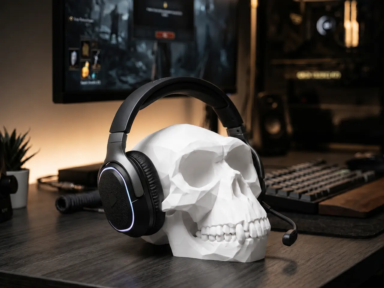Billede 1 - Abe kranie headset holder - Stativ til hovedtelefo