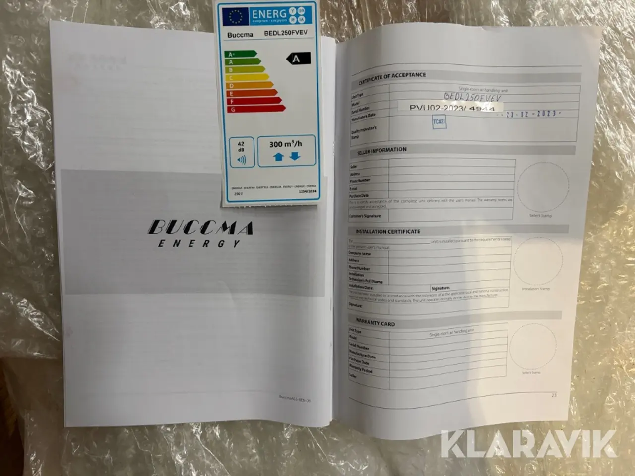 Billede 6 - Ventilationsanlæg Buccma BEDL250FVEV - 1 styk