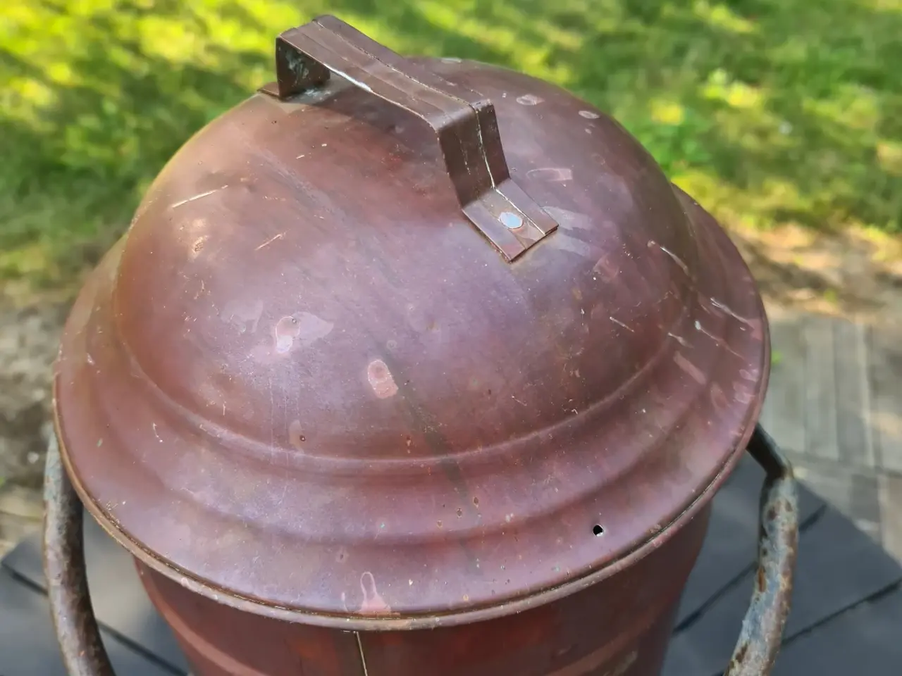 Billede 3 - Høj antik petroleumsbeholder / kulbøtte i kobber