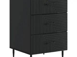 Natskab med 3 skuffer - sort sengebord 43 × 41 × 66,5 cm i konstrueret træ