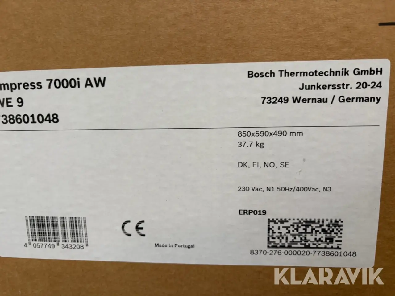Billede 3 - Varmepumpe Bosch Compress 7000i AW AWE9 inderdel