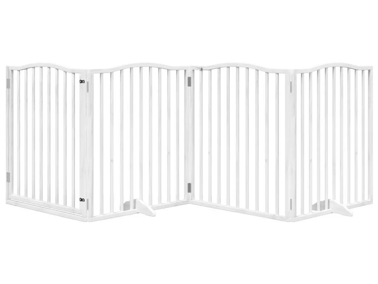 Billede 3 - Hundelåge med dør 4 paneler 320 cm foldbar poppeltræ hvid