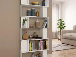 Bogreol/rumdeler 80x24x192 cm konstrueret træ hvid