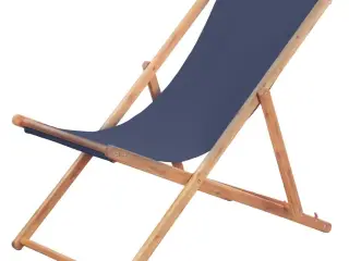 Foldbar strandstol stof og træstel blå