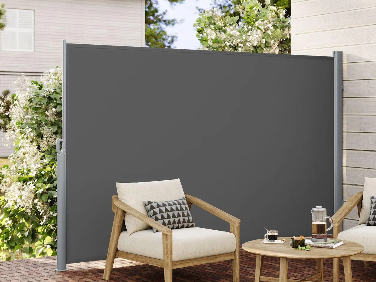 Billede 3 - Sidemarkise 160 x 400 cm røggrå, sol- og indsynsskjul