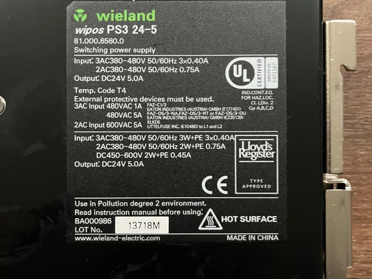 Billede 3 - Wieland Wipos PS3 24-5 strømforsyning 24V 5A 3PH