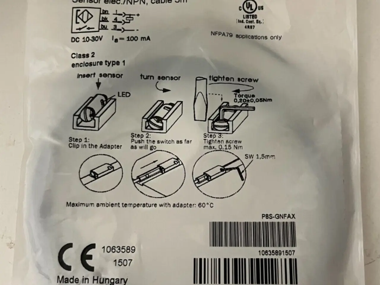 Billede 1 - Parker P8S-GNFAX Electronic Sensor NPN 3M kabel –