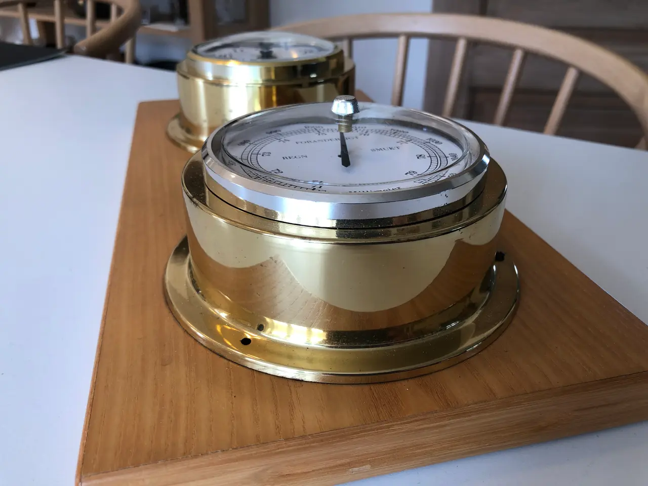 Billede 5 - Fint sæt skibsur og barometer i messing
