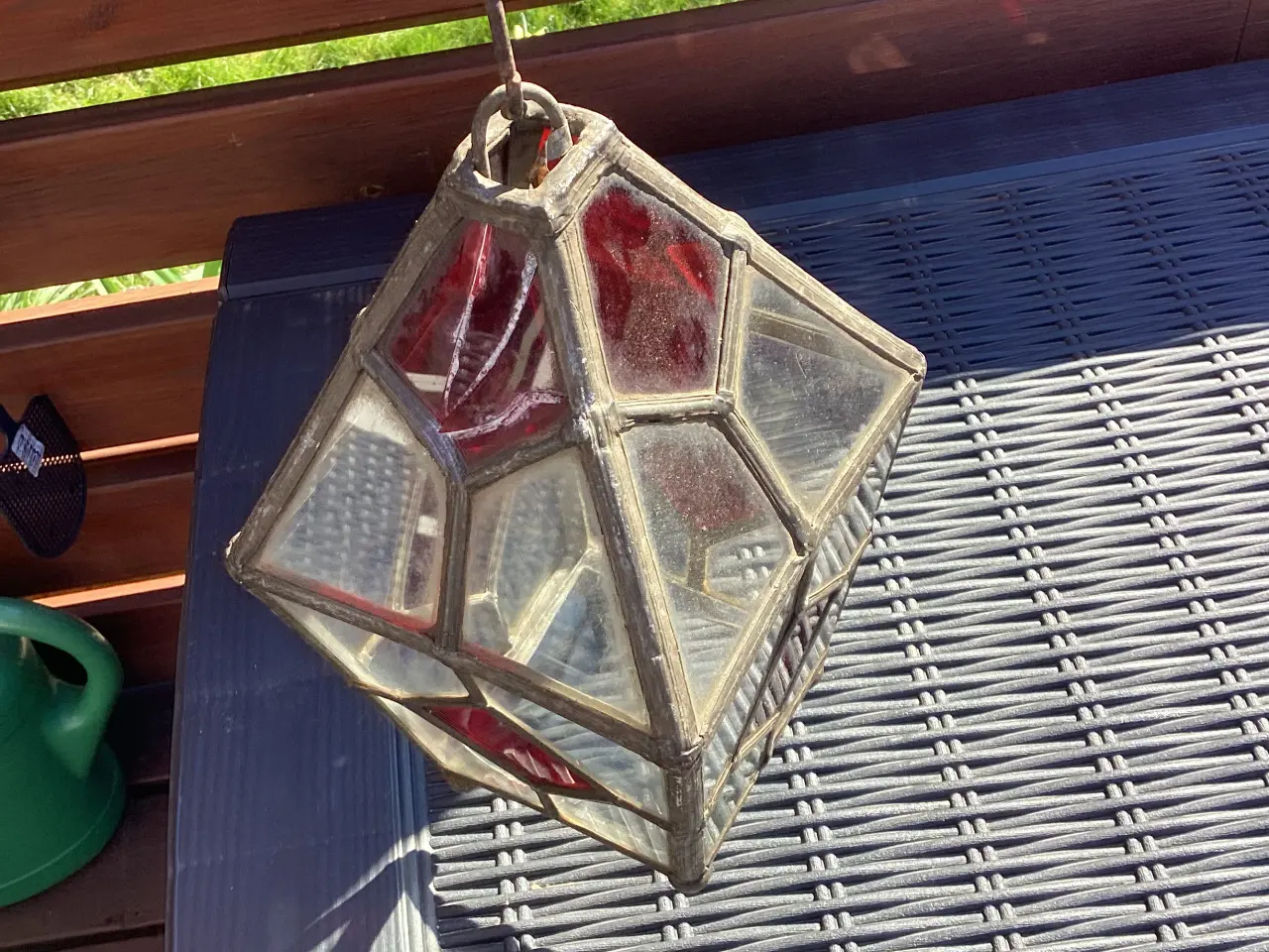Billede 4 - Ældre lampe i glas og metal