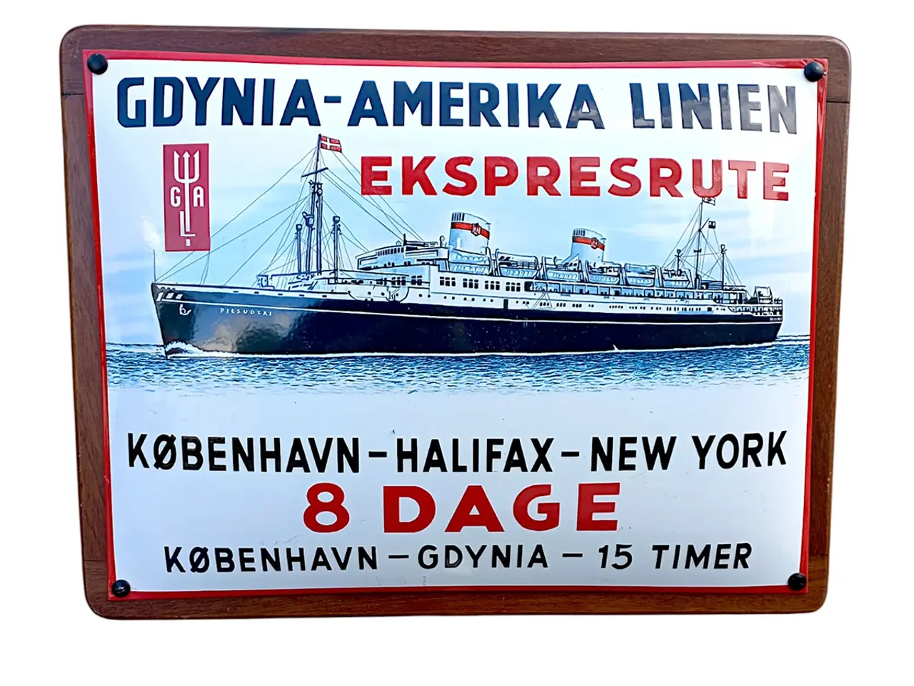 Billede 1 - Stort retro emaljeskilt Gdynia-Amerika Linien