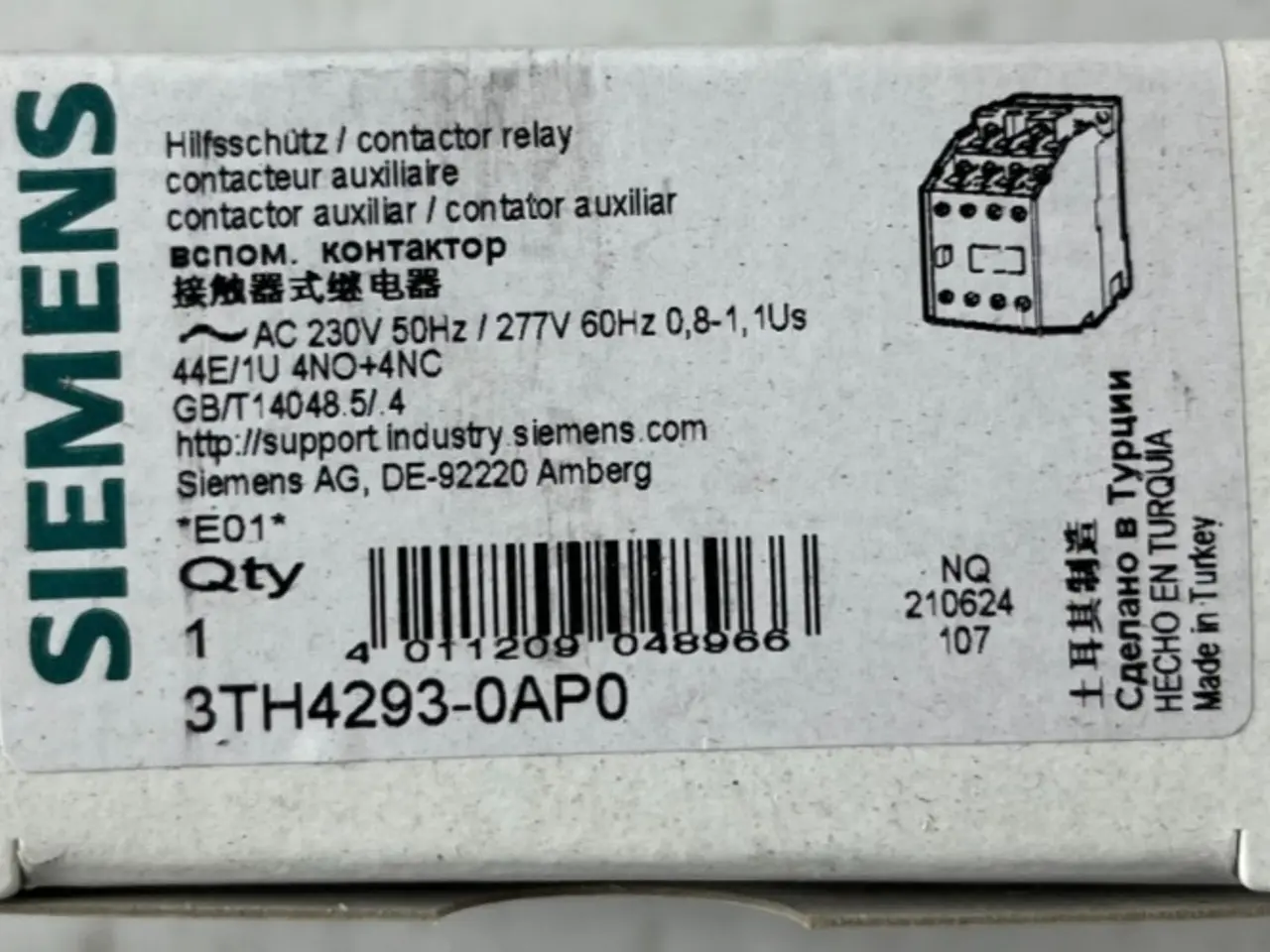 Billede 1 - Siemens 3TH4293-0AP0 kontaktor relæ 4NO/4NC 230VAC