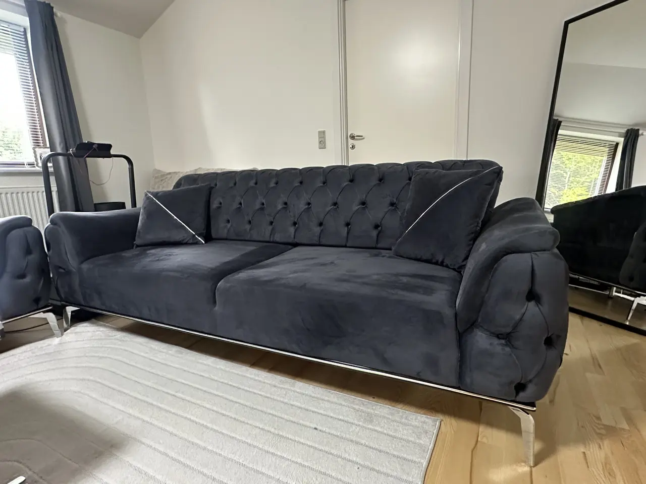 Billede 14 - Velour sofasæt med loungestol & sofabord.