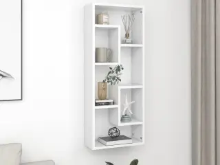 Væghylde 36x16x90 cm konstrueret træ hvid