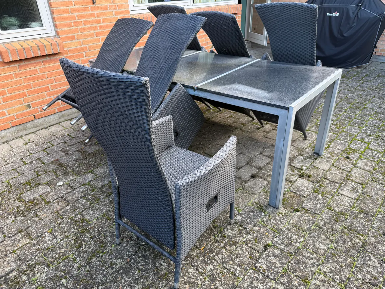 Billede 1 - Havebord i aluminium med plader i granit med 6 stk