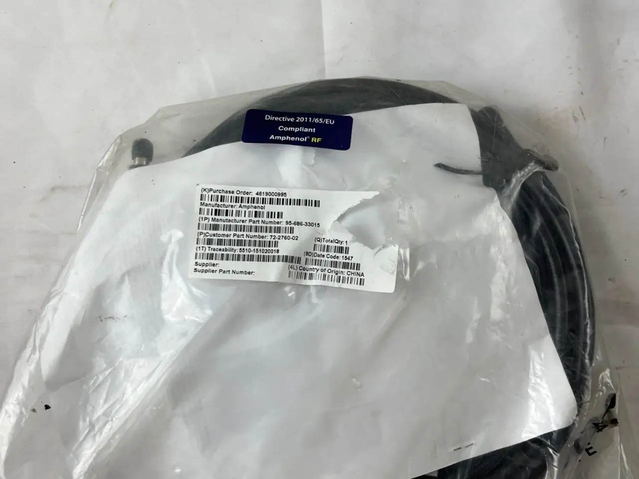 Billede 4 - Amphenol RF 95-686-33015 Coaxial kabel Assembly