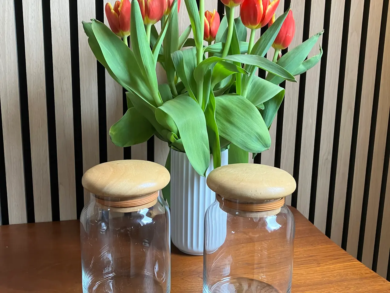 Billede 1 - Vintage opbevaringsglas med trælåg