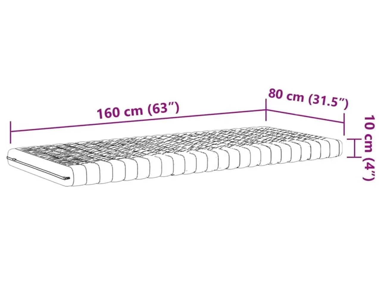 Billede 9 - Skummadras til børn 80×160 cm - 7 zoner, 20 ILD, hvid